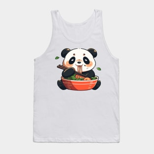 Panda T-Shirt, Graphic Ramen Tee, Unisex Casual Top, Foodie Gift, Ramen Lover Shirt, Asian Cuisine Themed Apparel Tank Top